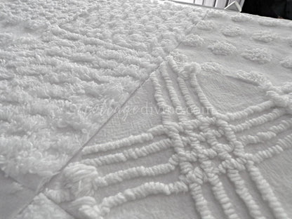 Chenille Quilt Squares Set, "Timeless White," from Vintage Bedspread Fabric, 16 Blocks, 6" inch