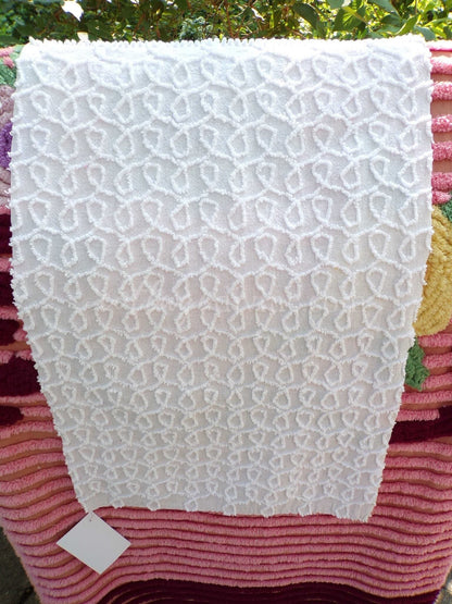 Mini Fabric Bundle, Classic Texture Tuft White, 2 Pieces from Vintage Chenille Bedspreads, 12" x 18" inches each, for Quilts & Crafts