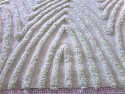 Optic Illusion Green Vintage Chenille Fabric, Mountain Peak Design, 29" x 16" Inch Piece, Sewing Material for Pillows & Quilts