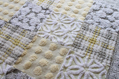 Sunshine & Clouds Chenille Quilt Squares Set, Rotary Cut from Vintage Chenille Bedspread Fabric, 16 Blocks, 6" x 6" inch each