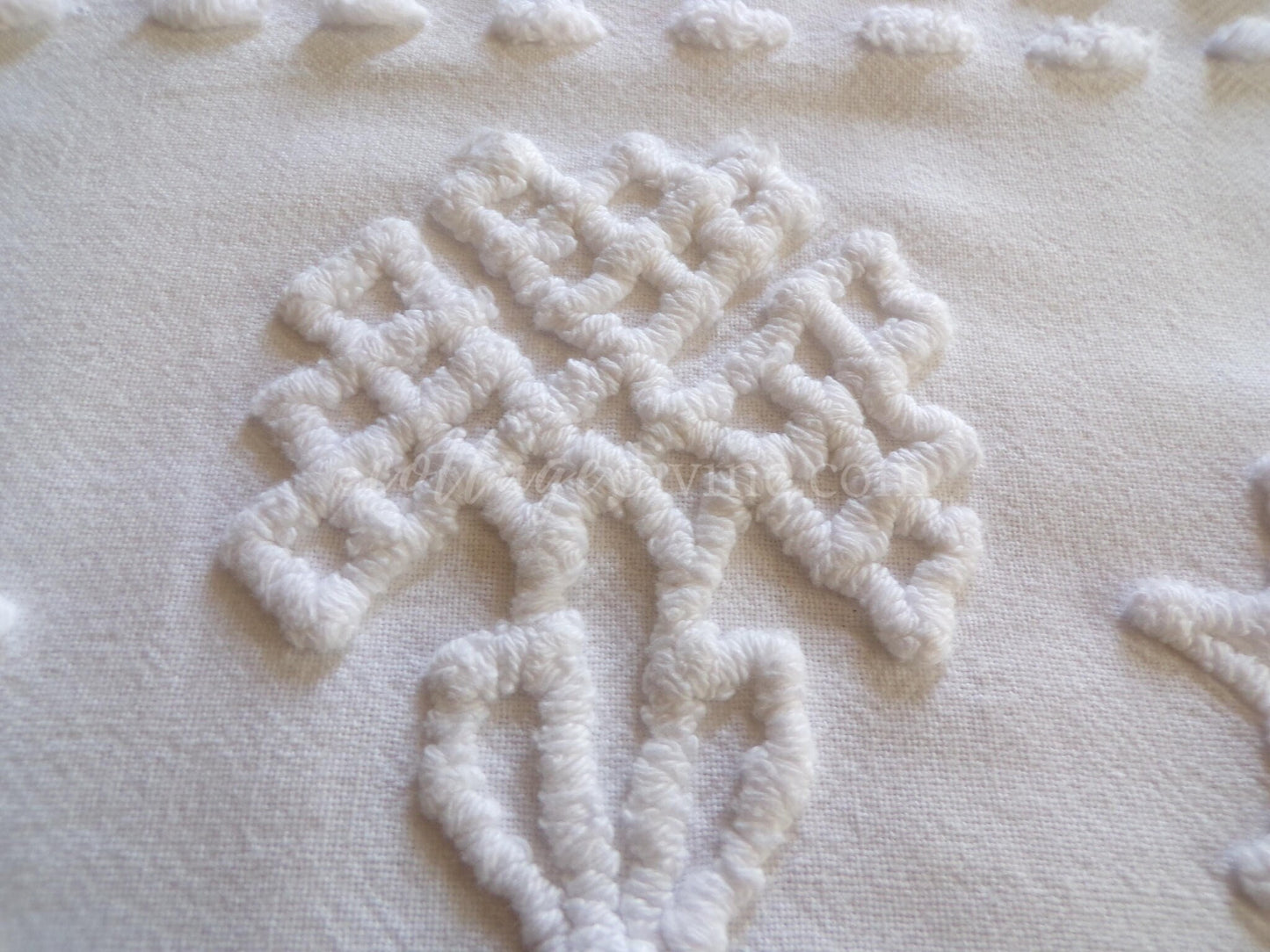 modern farmhouse white vintage chenille fabric, great design ideal for pillow covers, wall hanging, quilts, 23" x 23" piece sewing material