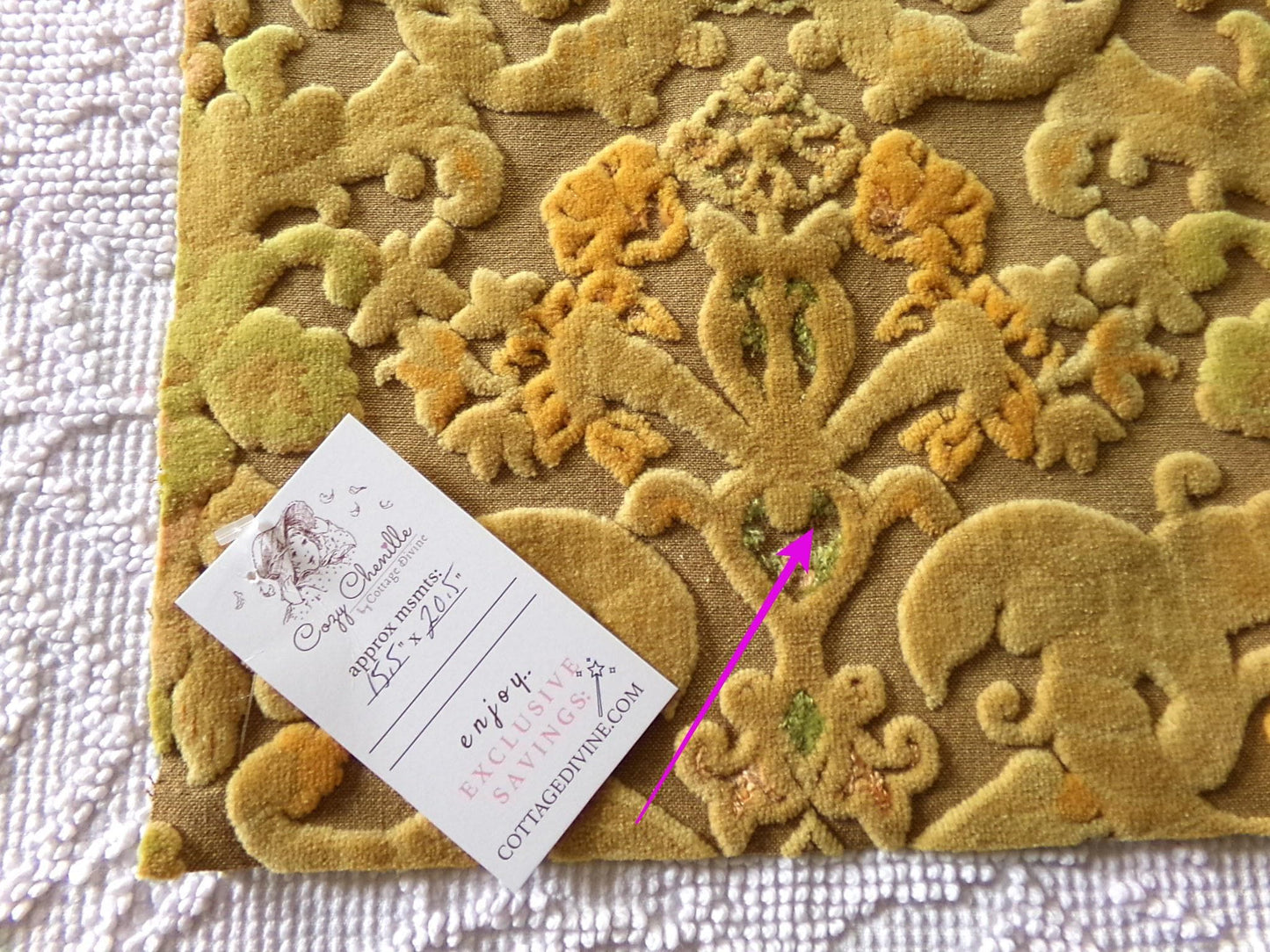 shabby distressed cut velvet fabric, vintage Bates tapestry style chenille material, 20.5" x 15.5" piece, popular in boho bags