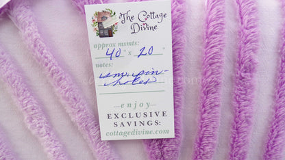 Tranquil Lilac Vintage Chenille Fabric, Lullaby Lavender Swirls, 40" x 20" Piece, Beautiful in Pillows & Chenille Quilts