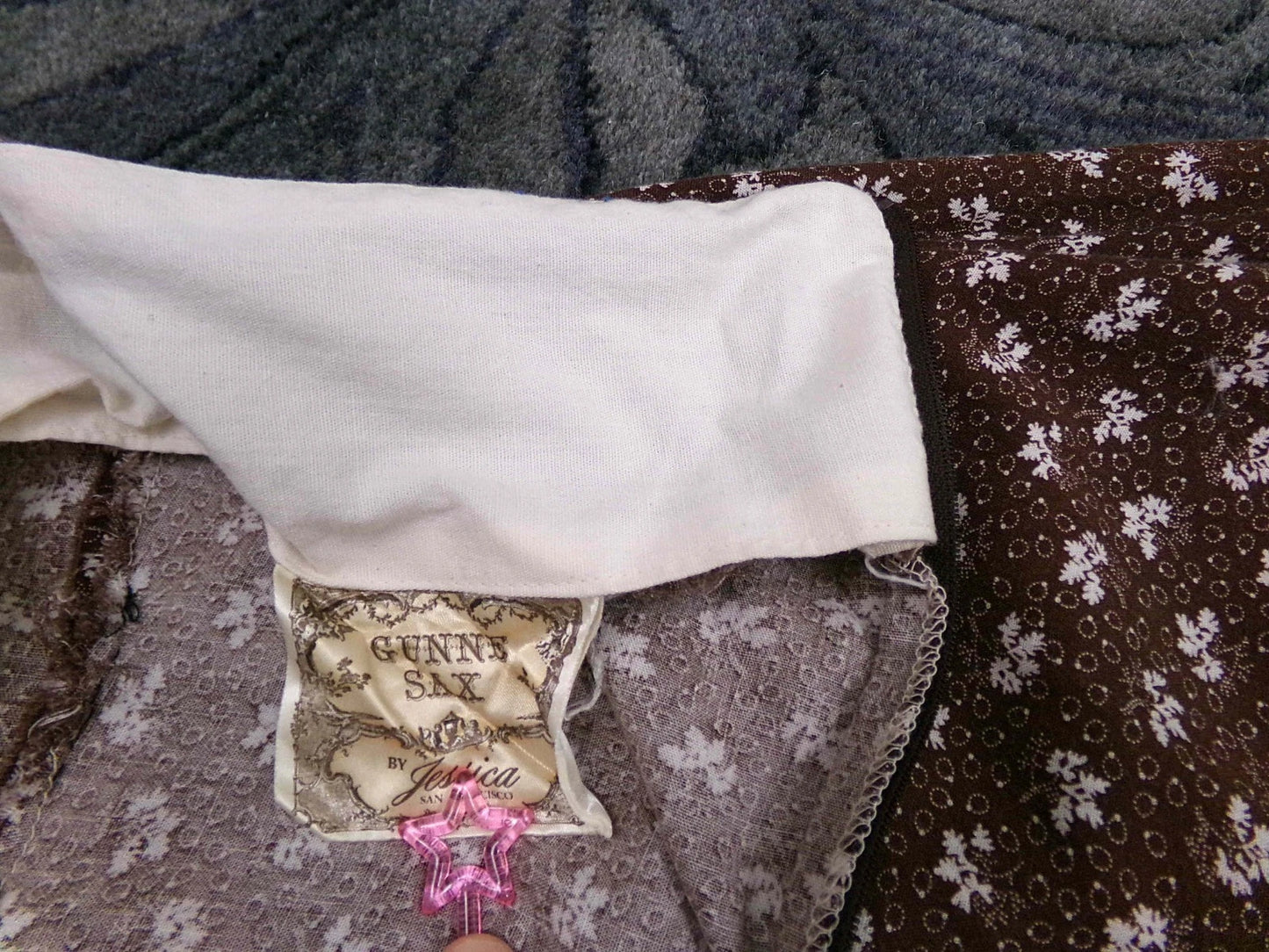 Vtg Gunne Sax Halter Dress Rare Brown Oak Acorn Print Boho Prairie Sundress