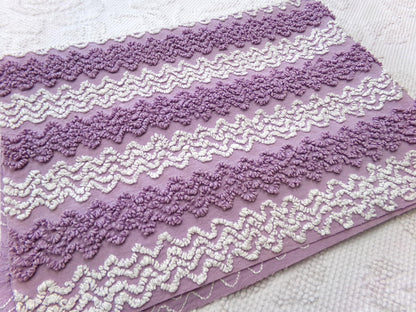 Lavender Frost Vintage Chenille Fabric, Textured Zig Zag Design, Purple & White Quilt Sewing Material, 18" x 24"
