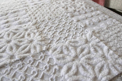 Snow Angel White Chenille Quilt Squares Set from Vintage Bedspread Fabric, 16 Blocks, 6" x 6" inch