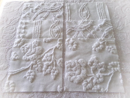 ivy rose 9.5" chenille fabric squares, set of 6 white quilt blocks, versatile geometric prints for sewing, crafts