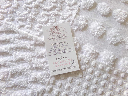 Snow Day White Fabric Squares Cut from Vintage Chenille Bedspreads, 16 Quilt Blocks, 6" x 6" inch each