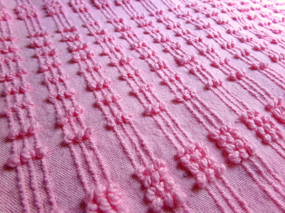 pink pearly pops vintage chenille fabric, 20" x 24" cut piece quilt material for sewing, crafts, upcycling, fun texture & unique design