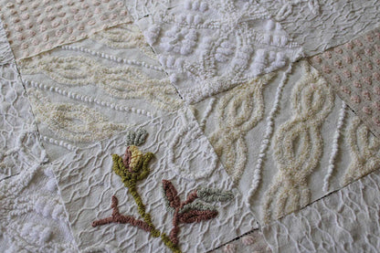 Vintage Matelasse & Chenille Fabric Squares, Heavenly Cream Set of 16 Blocks, 6" Each for Quilts, Crafts