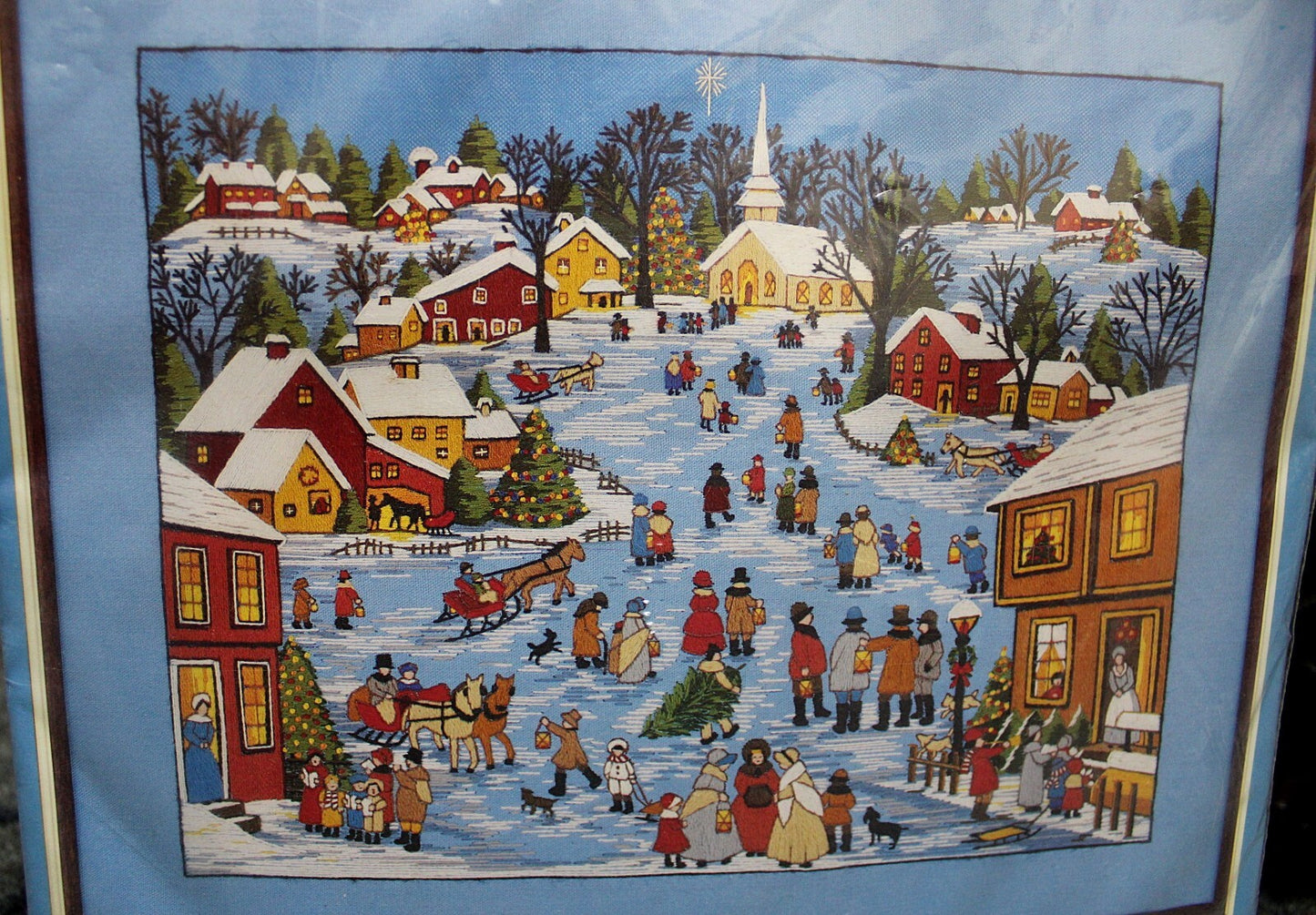 CHRISTMAS PRIMITIVE Vtg Crewel Embroidery Kit Winter Paragon Stitchery 6732