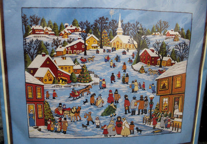 CHRISTMAS PRIMITIVE Vtg Crewel Embroidery Kit Winter Paragon Stitchery 6732