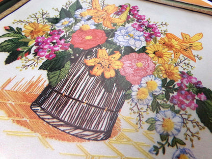INSTRUCTIONS ONLY for Bucketful of Flowers Vtg Crewel Embroidery Paragon 0914