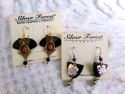 Vintage Silver Forest Earrings Lot of 2 Pierced Dangle Boho Style Jewelry