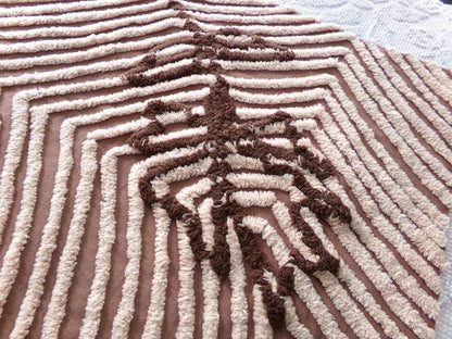 Chocolate Rose Vintage Chenille Fabric, Unique Brown & Mocha Tufting, 16.5" x 21" inch piece of sewing material for quilts, pillows, crafts