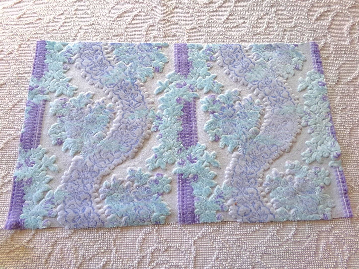 cut velvet fabric starry shimmer luxury Bates vintage tapestry chenille material, 12" x 21" inch piece ideal in totes & bags