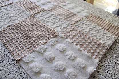 Trendy Neutral Chenille Squares, Vintage Meets Modern Craft Quilt Square Set from Vintage Bedspread Fabric, 16 Blocks, 6" x 6" inch