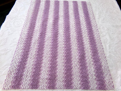Lavender Frost Vintage Chenille Fabric, Textured Zig Zag Design, Purple & White Quilt Sewing Material, 18" x 24"