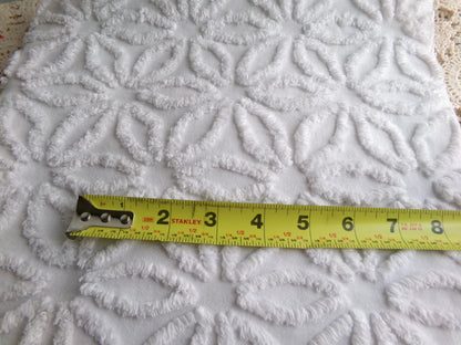 modern daisy vintage chenille fabric, versatile white quilt material, 20" x 24" inch piece for sewing, crafts & quilting