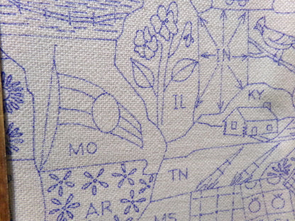 AMERICA the BEAUTIFUL Vintage Crewel Embroidery Kit USA Map Paragon Stitchery 0434