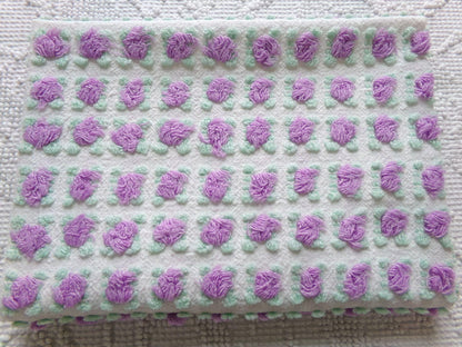 divine amethyst purple rosebud chenille fabric, rare vintage 18" x 25" piece of Morgan Jones sewing material for quilts, pillows, crafts