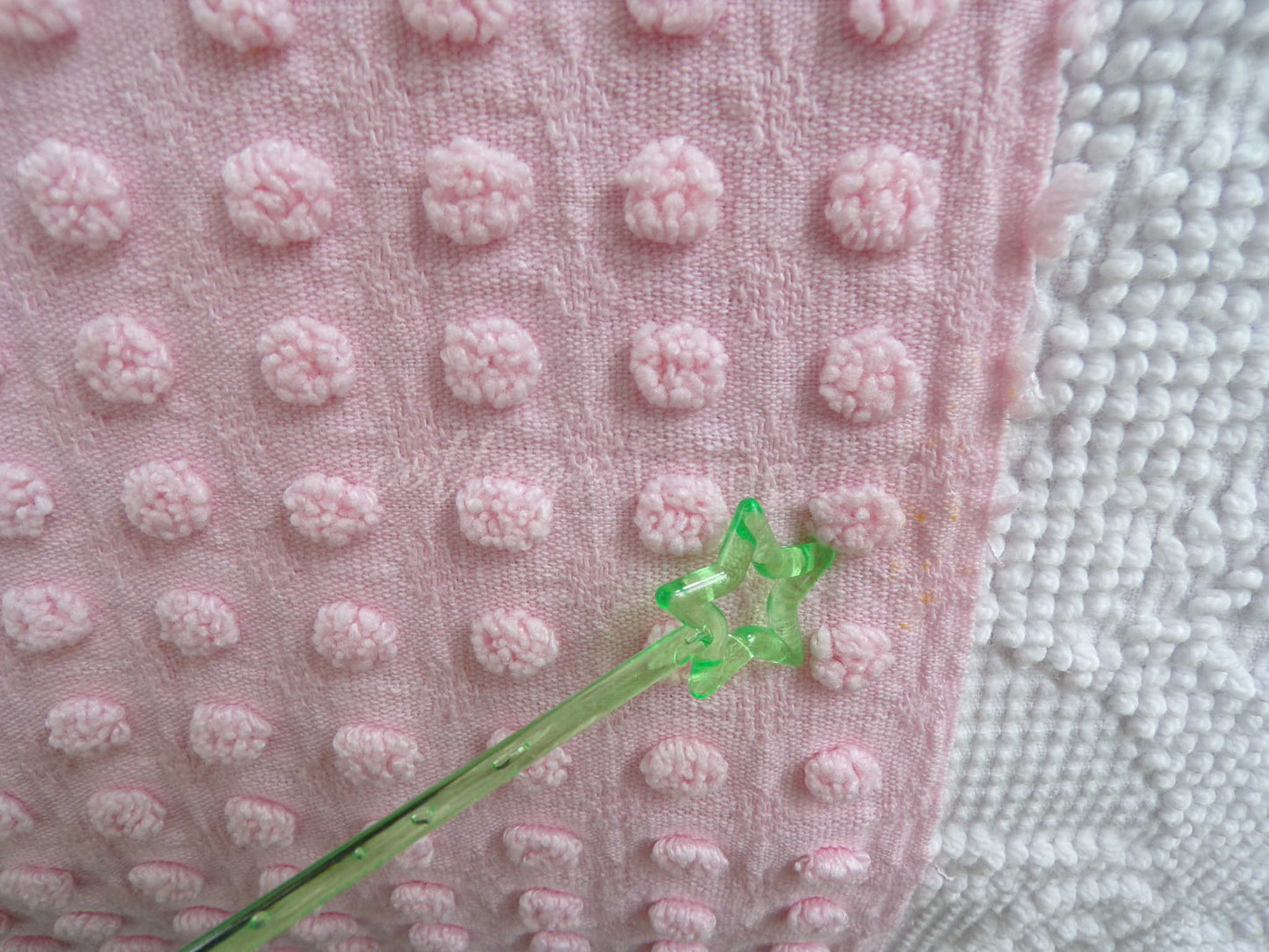 Mini Fabric Bundle, "Cottage Coordinates" 2 Pieces from Vintage Chenille Bedspreads, 12" x 18" and 15" x 18" inches, for Quilts & Crafts