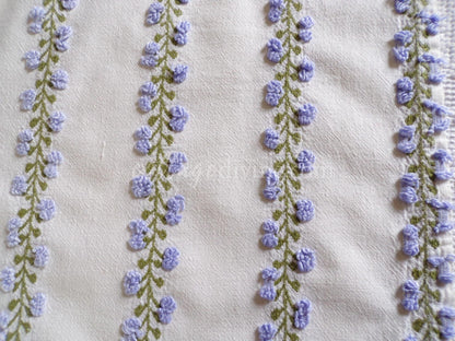 Romantic Ivy Rose Vintage Chenille Fabric, Fieldcrest Lavender Rosebud Design, 18" x 22" inch Piece, beautiful in handmade quilts