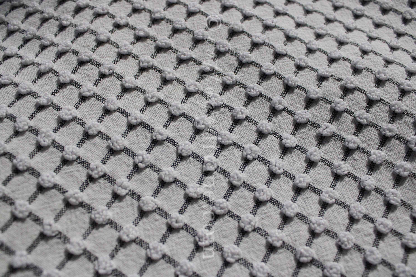 Chic Micro Mini Pop Black & White Vintage Chenille Quilt FABRIC, 18" x 24" Piece, Lightweight Cotton