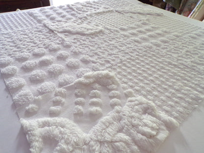 White Chenille Fabric Squares Set, "Let it Snow" 16 Vintage Quilt Blocks, 6" inch
