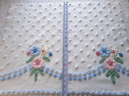 classic shabby chic vintage chenille fabric, beautiful floral 20" x 26" inch piece of cotton sewing material, great for pillows & crafts