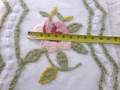 shabby rose chenille fabric, vintage victorian style sewing material, 15" x 22" inch piece, great for applique & pillows