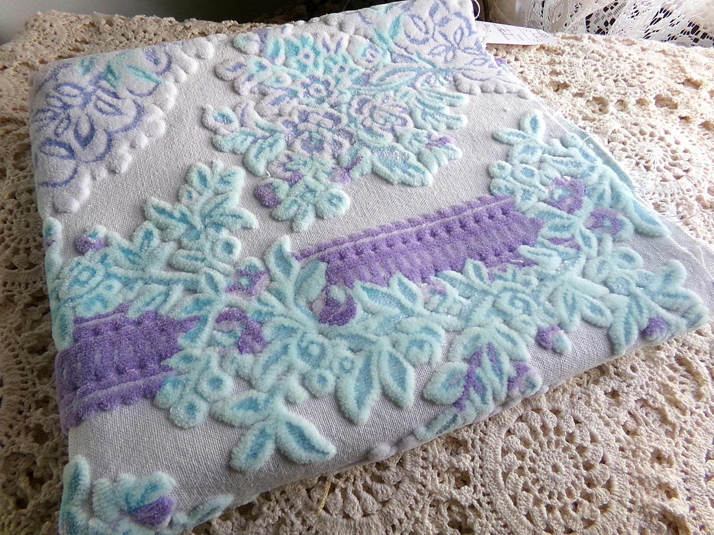 cut velvet fabric starry shimmer luxury Bates vintage tapestry chenille material, 12" x 21" inch piece ideal in totes & bags