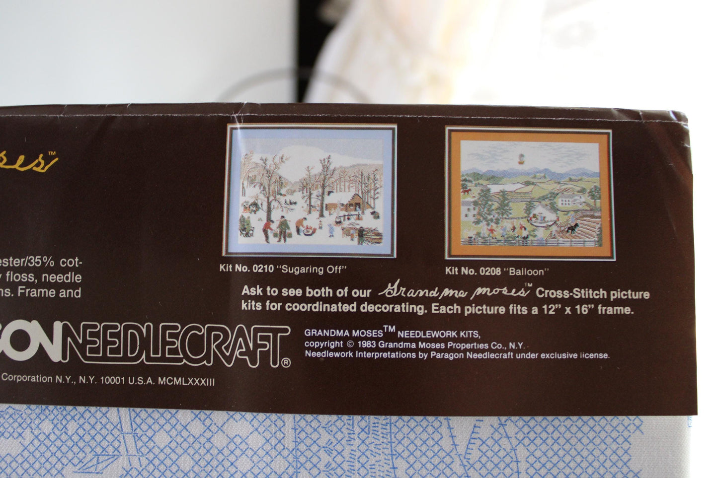 BALLOON Cross Stitch Stitchery Kit, Vintage Grandma Moses Design, Paragon Needlecraft Embroidery 0208 from 1983