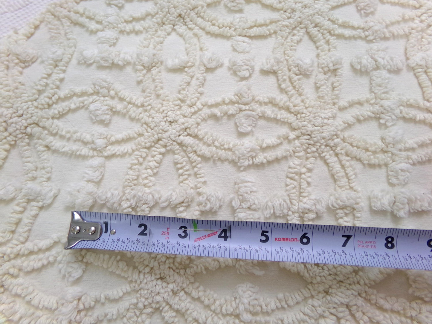 Ivory Elegance Vintage Chenille Fabric - Creamy Neutral Textured Quilt & Craft Material, 20" x 24" Piece