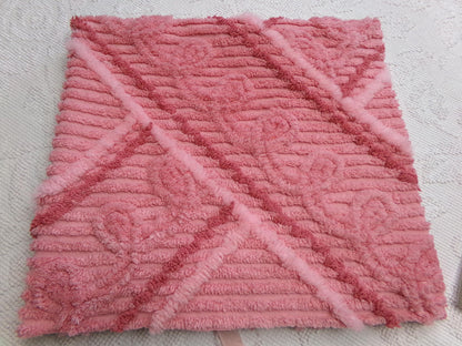 crossroads pink vintage chenille fabric in optic bold intersecting geometric design, 25" x 28" piece