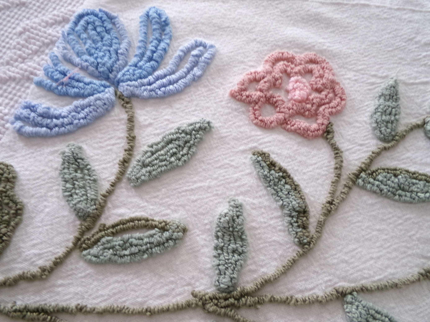 Heirloom Floral Vintage Chenille Fabric, 20" x 22" Piece, Lovely for Handmade Quilts, Pillows & Small Craft Projects
