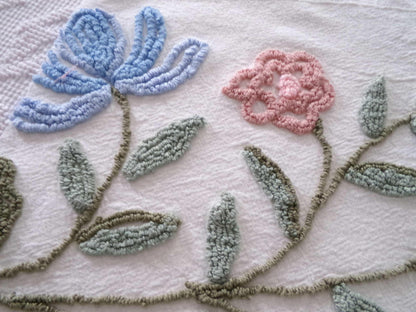 Heirloom Floral Vintage Chenille Fabric, 20" x 22" Piece, Lovely for Handmade Quilts, Pillows & Small Craft Projects