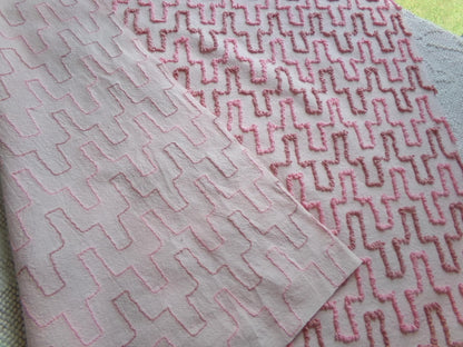 pink skyscrapers vintage chenille fabric: textured 20" x 24" cut piece of sewing material