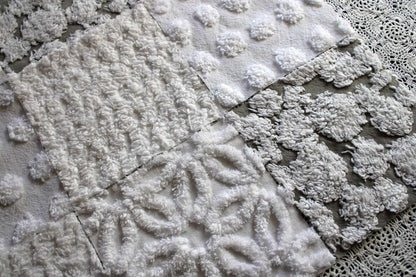 Blizzard Chenille Quilt Squares Set, Rotary Cut from Vintage Chenille Bedspread Fabric, 16 Blocks, 6" x 6" inch each