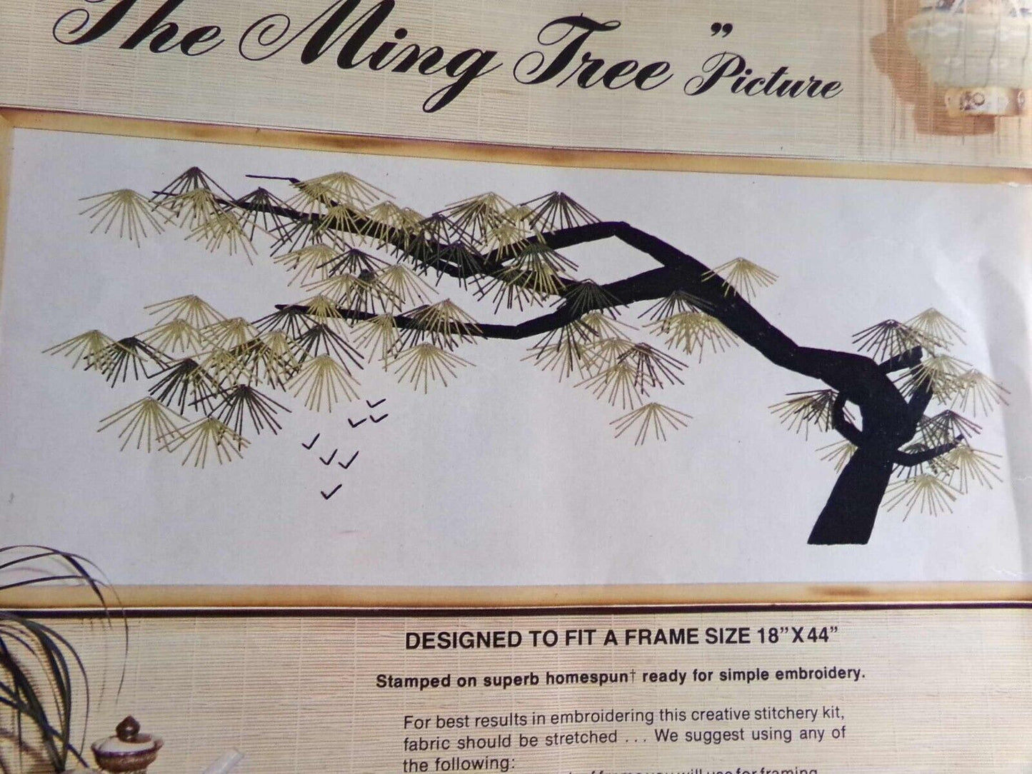 MING TREE Vintage Paragon Creative Crewel Stitchery Embroidery Kit #0630 18x44" 1972