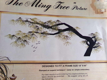 MING TREE Vintage Paragon Creative Crewel Stitchery Embroidery Kit #0630 18x44" 1972