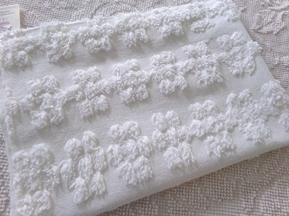 Cute Chenille Fabric Shabby Daisy Print, vintage style versatile white sewing material, 18" x 26" inches