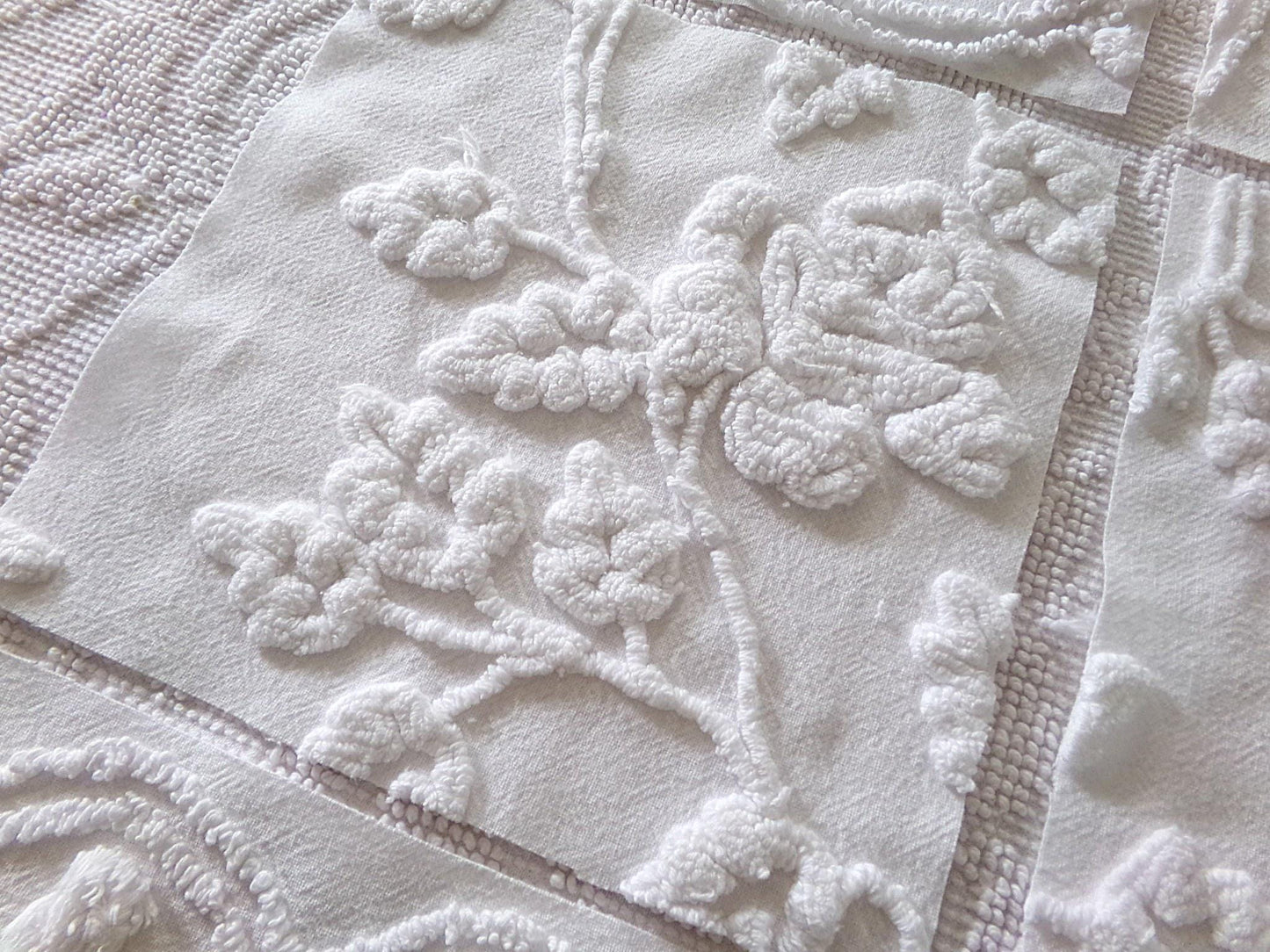 ivy rose 9.5" chenille fabric squares, set of 6 white quilt blocks, versatile geometric prints for sewing, crafts