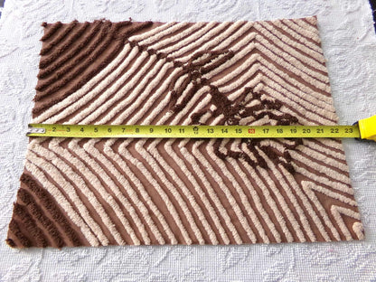 Chocolate Rose Vintage Chenille Fabric, Unique Brown & Mocha Tufting, 16.5" x 21" inch piece of sewing material for quilts, pillows, crafts