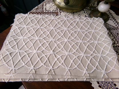 Cafe Mocha Vintage Chenille Fabric, Skinny Tuft Illusion Design, 18" x 24" Piece Quilt Material