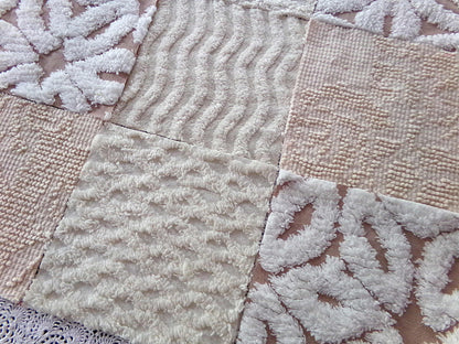 Creamy Neutrals Texturized Trendy Fabric Squares Set, Rotary Cut from Vintage Chenille Bedspread Fabric, 16 Blocks, 6" x 6" inch each