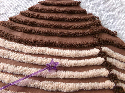 Chocolate Rose Vintage Chenille Fabric, Unique Brown & Mocha Tufting, 16.5" x 21" inch piece of sewing material for quilts, pillows, crafts