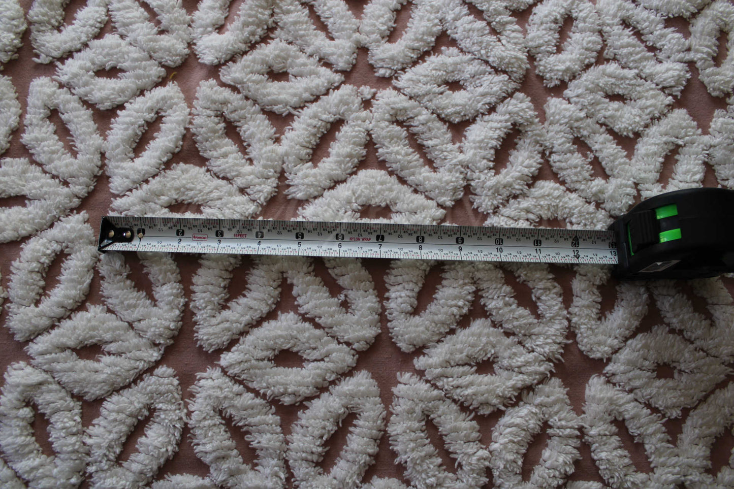 Mocha Daisy Vintage Chenille Fabric, 19" x 25"' inch piece, 100% Cotton, Big Fluffy White Daisies