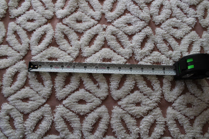 Mocha Daisy Vintage Chenille Fabric, 19" x 25"' inch piece, 100% Cotton, Big Fluffy White Daisies