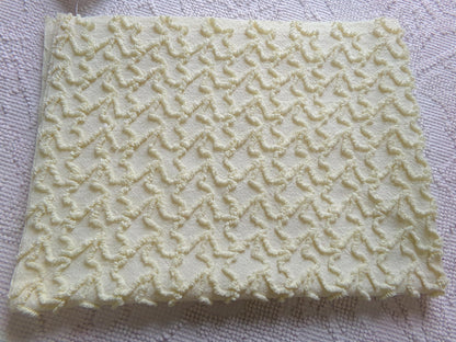 Vintage Yellow Squiggle Chenille Fabric, Gentle Sunny Buttercup 18" x 24" Piece of Sewing & Quilt Material